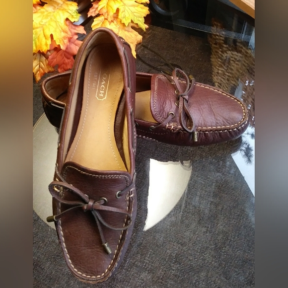 Coach Brown Leather Loafers - Picture 1 of 3
